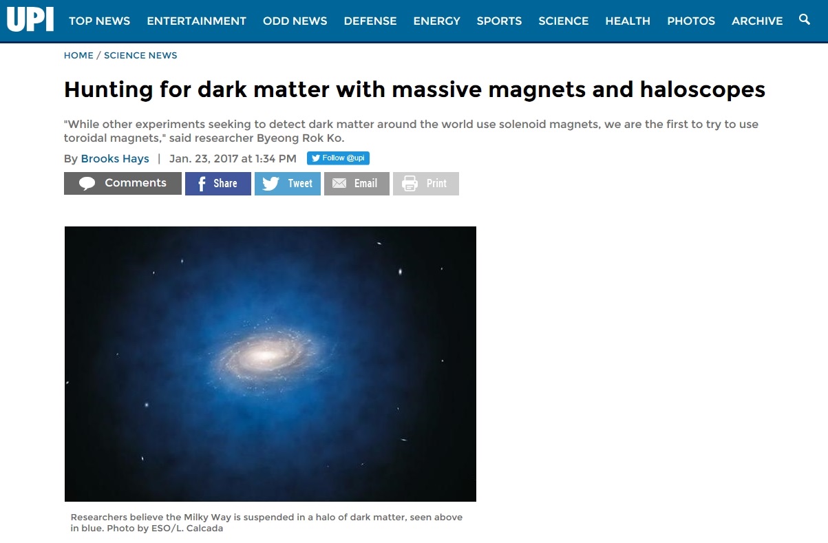 [Newspaper Article] Hunting for dark matter with massive magnets and haloscopes (January 24 - 25, 2017) - 12 Newspaper Articles 사진