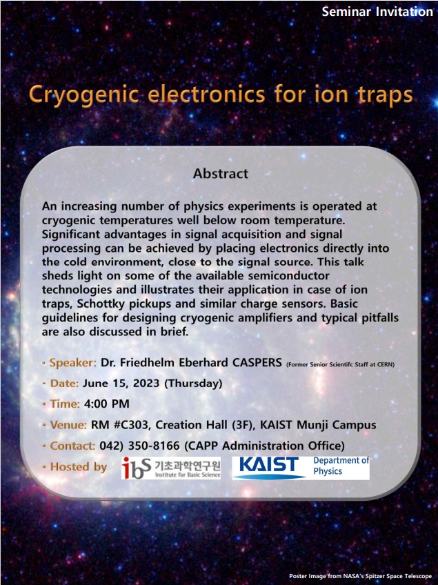[CAPP 세미나] Cryogenic electronics for ion traps 사진