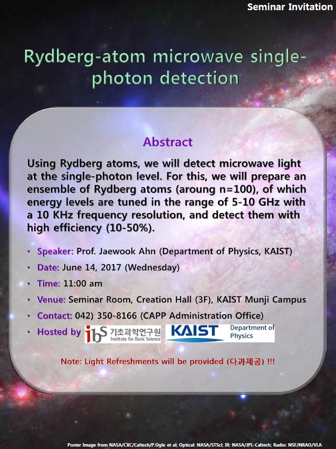 [CAPP Seminar] Rydberg-atom microwave single-photon detection