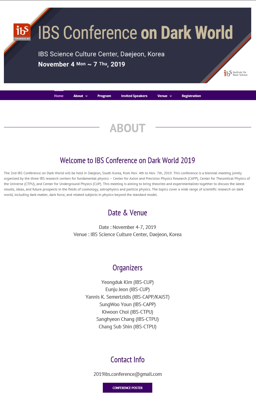2019 IBS Conference on Dark World