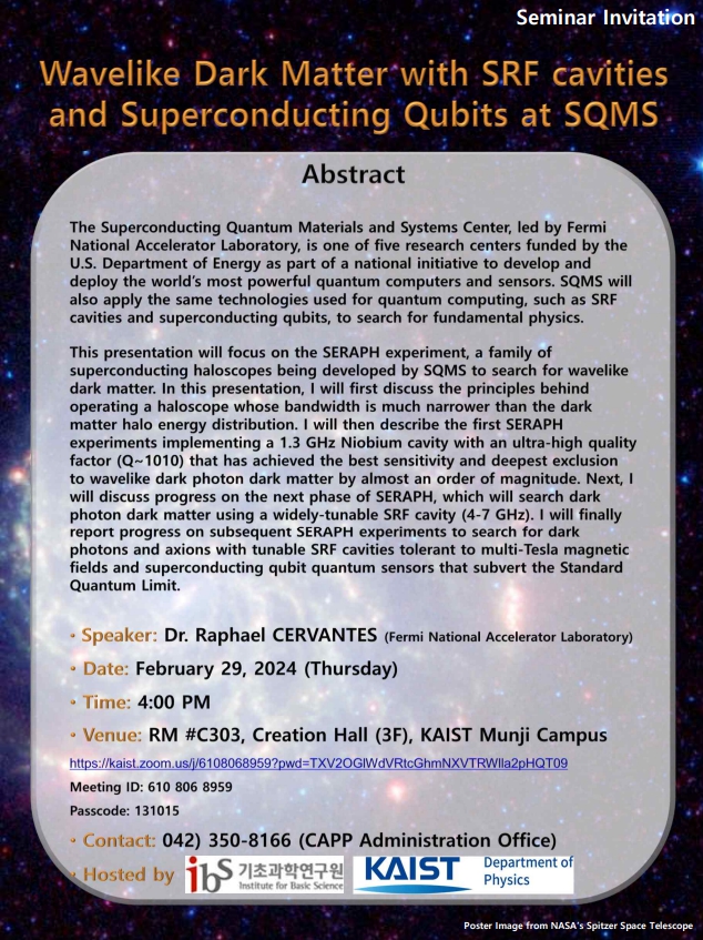 [CAPP Seminar] Wavelike Dark Matter with SRF cavities and Superconducting Qubits at SQMS