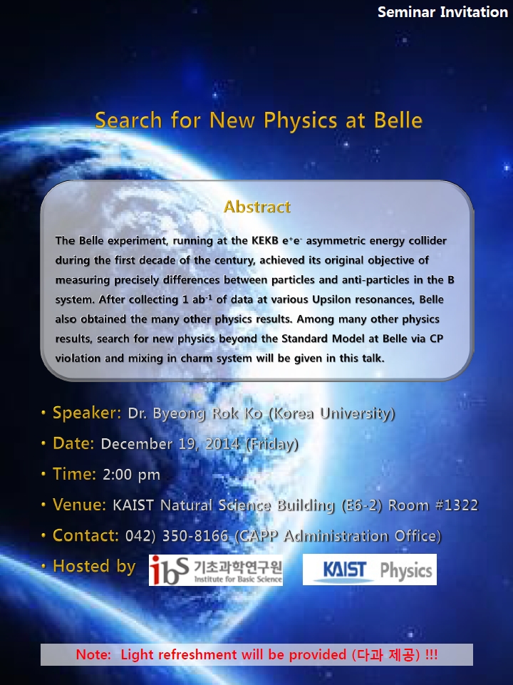 [CAPP 세미나] Search for New Physics at Belle